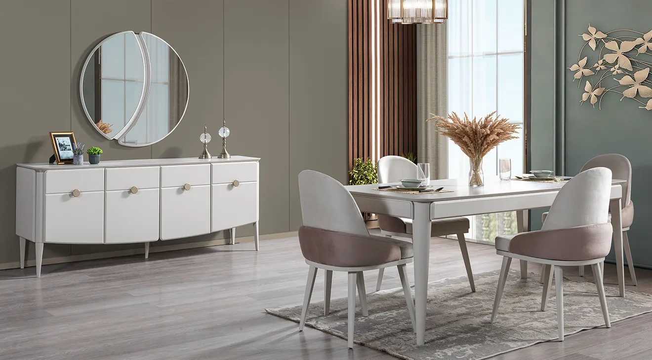 Vegas Ahşap Ayaklı Yemek Odası Takımı